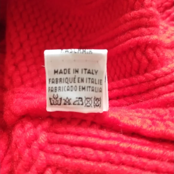 Andre Maurice Italy 100 % Cashmere Red Cable Knit Cropped Sweater - Picture 6 of 8